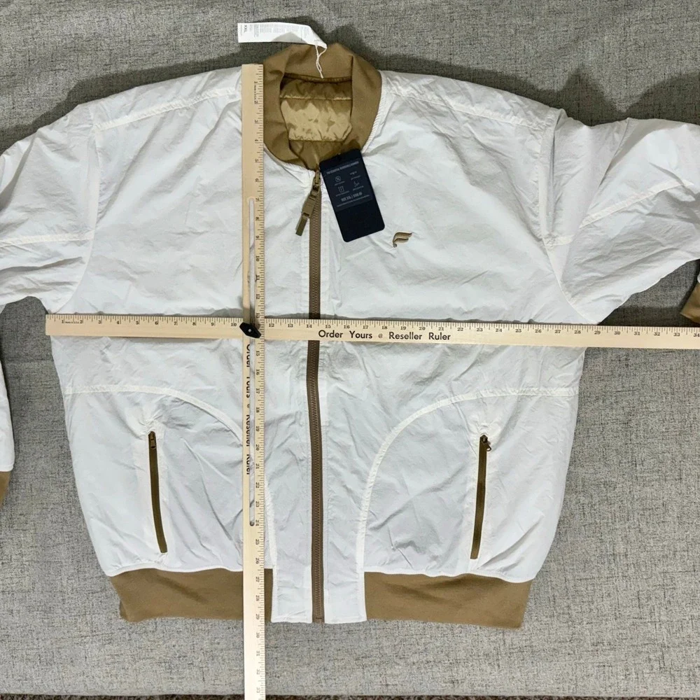 NWT Fabletics Jacket Men XXL Reversible Bomber Jacket Gold White Athletic Zip